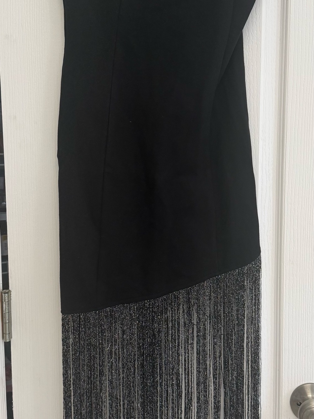 Fate Black dress with Silver/Black Fringe